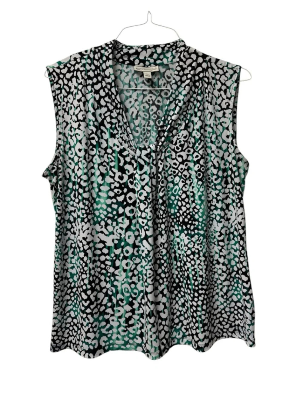 Dana Buchman Chic Sleeveless Career Blouse Womens XL Green & Black Animal Print - Picture 12 of 13